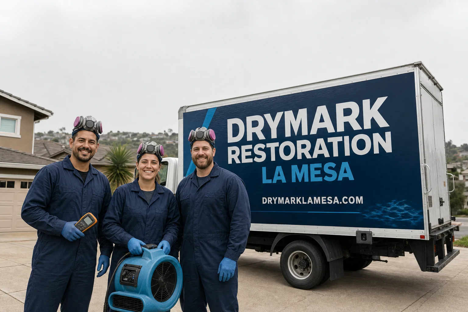 DryMark Restoration La Mesa damage restoration service vehicle and crew in La Mesa, CA